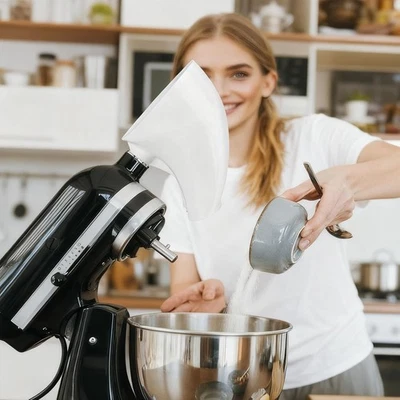 2 PCS Set Flour Funnel for Kitchen Aid Mixer with Kitchen Towel, Kitchen Aid Sif - Image 1 of 4