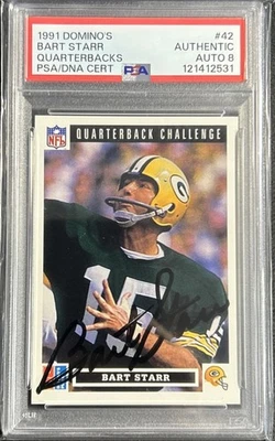 Bart Starr Signed 1991 Domino's Quarterbacks Psa/Dna Auto 8 Green Bay Packers - Image 1 of 4