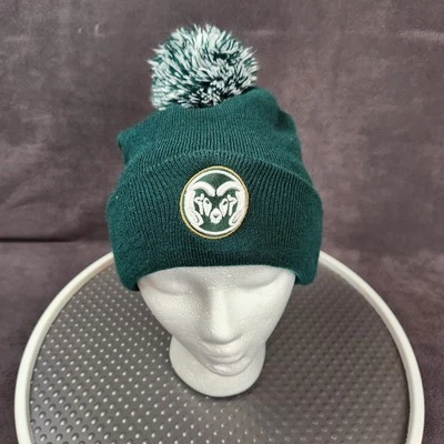 Colorado State Rams Hat Cap Beanie Pom Knit Green White NCAA Football Adult - Image 1 of 4