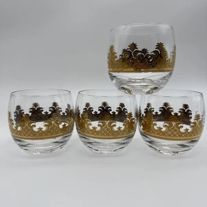 Set Of 4 Georges Briard Carrara Spanish Gold 3.25” Roly Poly Cocktail Glasses - Picture 1 of 13