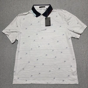 G/FORE G4 Men's Script Stripe Tech Pique Polo White Size XXL 2XL MSRP $120 Logo - Picture 1 of 10