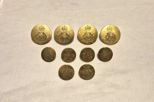 Original WW2 British Army 11th Hussars Officer Service Dress Jacket Buttons Set - Picture 1 of 4