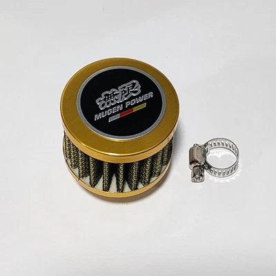 GOLD 12MM MINI AIR OIL BREATHER FILTER FOR SI CIVIC D16Z6 D16Y8 MUGEN POWER 36 - Image 1 of 3