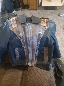 Vintage 80’s David James Aztec Native Leather/ Jacket Size ladies m Made In USA - Picture 1 of 3