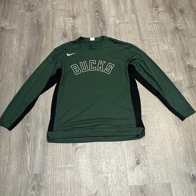 NEW Authentic MILWAUKEE BUCKS Long-Sleeve NBA Shooting Shirt LARGE NIKE Dri-Fit - Image 1 of 4