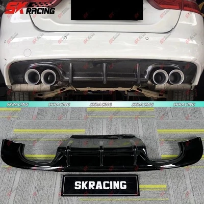 Compatível com 2016-19 Jaguar XF para-choque traseiro difusor lábio sem pintura FRP/fibra de carbono preto - Imagem 1 de 4