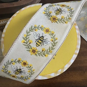 Member's Mark Bumblebees 🐝 Wired Edge Ribbon 2.5 X 10 Yards - Picture 1 of 2