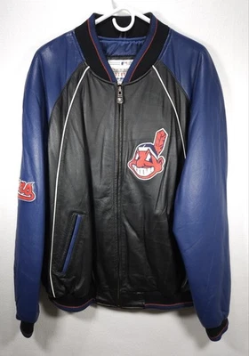 Chaqueta de cuero para hombre Cleveland Indians mercancía genuina bordada talla XL Foto 1 de 4