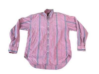Vintage Gap Pink Blue Green Striped Mens Medium USA Button Up Shirt VTG - Image 1 of 4