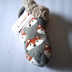 Womans Joyspun Nonskid Slipper Socks, Fox Pattern, Size 4-10 , Grey - Picture 1 of 5