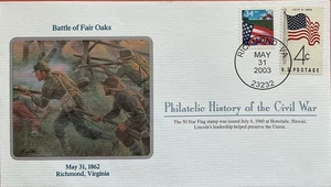 Mort Kunstler Guerra Civil Historia Filatélica Batalla de Fair Oaks Richmond VA - Imagen 1 de 2