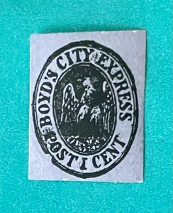 Early US NYC Boyd's City Express Post 1 Cent Local Stamp 1844-1885 Unused - Picture 1 of 2