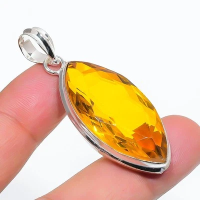 Ciondolo pietra preziosa topazio citrino fatto a mano regalo unico forma marc... - Immagine 1 di 4