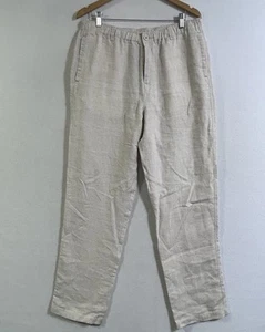 Tommy Bahama Relax Women's Tan 100% Linen Pant Button Zip Drawstring Size Large - Picture 1 of 11