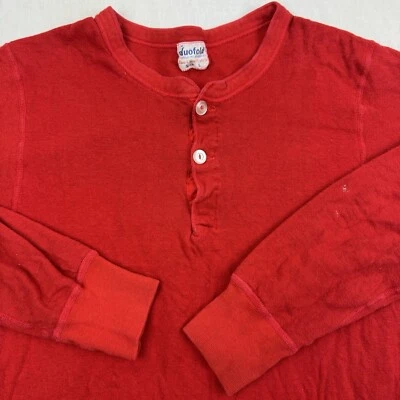 Camisa Térmica Vintage Doble Plegable Adulto Grande Roja Henley Rockabilly Grunge Años 70  Foto 1 de 4