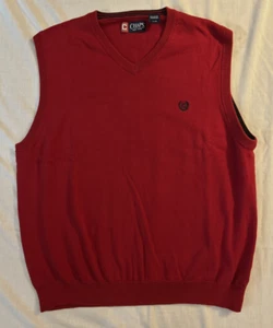 CHAPS Men's L Vest Cotton Knit Tank Top Red Sleeveless Office Preppy City Golf - Picture 1 of 7