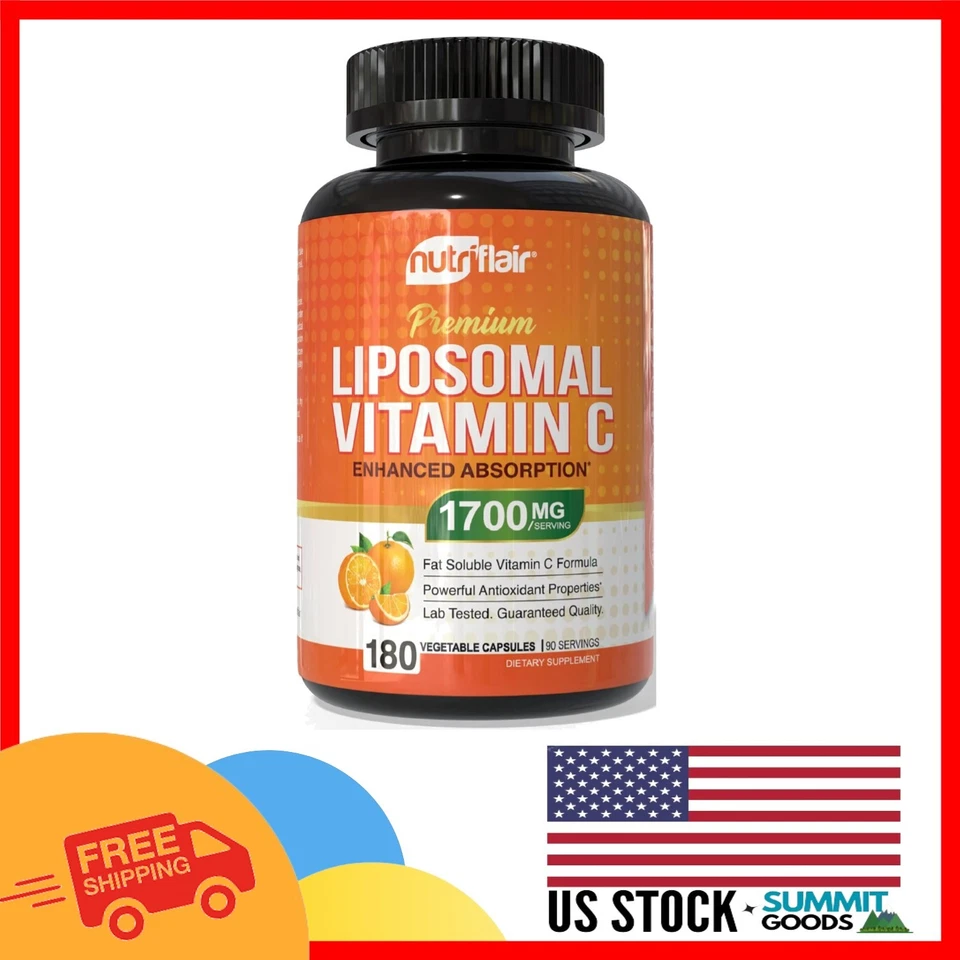 Nutriflair Liposomal Vitamin C 1600mg 180 Capsules Fat Soluble VIT Supplements