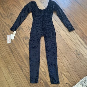 VTG NOS 80s 90s Jumpsuit Crushed Velvet Catsuit Jazzercise Workout Unitard Lycra - Picture 1 of 6