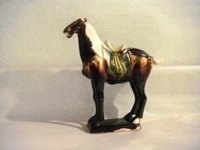 YUYI КОРИЧНЕВЫЙ КЕРАМИЧЕСКИЙ ФАРФОР ВОЙНА ЛОШАДЬ РЕПЛИКА ТАН ДИНАСТИИ МИНИ 6» СТАТУЭТКА ФИГУРКА - Изображение 1 из 4