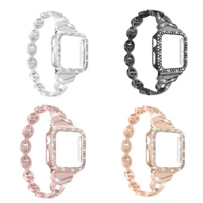 SUPK&M For Apple Watch Series SE 6 5 4 3 40mm 44mm Bling Band Case iWatch Strap