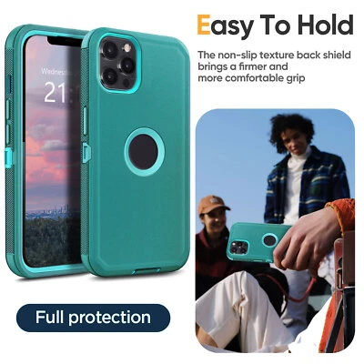 Shockproof Case For iPhone 16 15 14 13 12 Pro Max 11 8 7 XR SE Heavy Duty Cover - Image 1 of 4