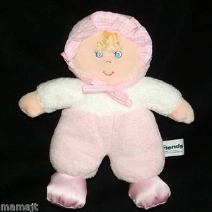 Muñeca Just Friends Rosa Blanca Sonajero Guinga Terry Tela Gorro Arco Peluche Bebé 9" - Imagen 1 de 2