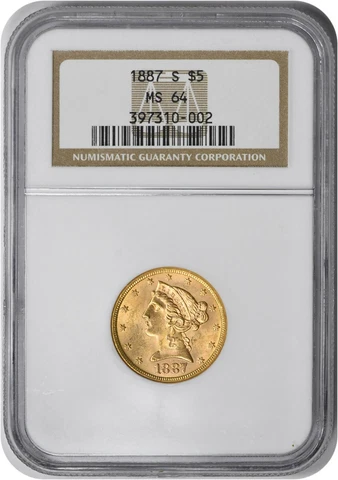 1887-S $5 Gold Liberty Head MS64 NGC Cover