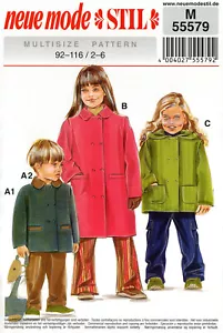 Neue Mode STIL 55579 Boxy Double-Breasted Coats w Collar Options Sz 2-6 UNCUT - Picture 1 of 3