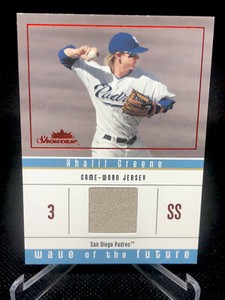 KHALIL GREENE 05 FLEER SHOWCASE WAVE OF THE FUTURE RUBY JERSEY 10/610 PADRES