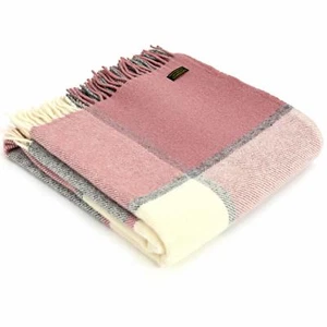 ALFOMBRA DE RODILLA 100% Lana Manta de Lana Pequeña BLOQUE CHEQUE ROSA OSCURO/CARBÓN - Imagen 1 de 1