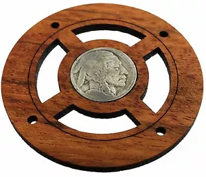 "Buffalo Nickel" (avant) Vintage pièce de monnaie trou sonore housse pour guitare boîte à cigares - Photo 1/2