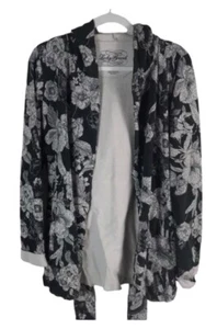 Chaqueta con capucha LUCKY BRAND Envolvente Kimono Jingo negra crema floral XS - Imagen 1 de 4