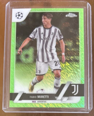 2022-23 Topps Chrome UEFA Club Competitions Fabio Miretti Green Shimmer #212/399 - Image 1 of 2
