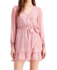 Q & A Los Angeles XL Pink Ruffle Chiffon Wrap Party Dress Wedding Guest Spring - Picture 1 of 7
