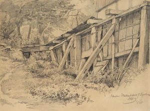 Kloster Michaelstein. Nahsichtiges Waldstück und Holzvorbau, Unbekannt (19.Jhd) - Bild 1 von 5