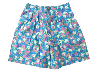 Corto de bolsillo vintage Hunt Club 100 % algodón rosa azul verde floral tiro alto L/12 Foto 1 de 4