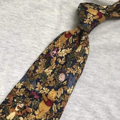 Gravata de seda italiana vintage Walt Disney Winnie the Pooh formal de negócios - Imagem 1 de 4