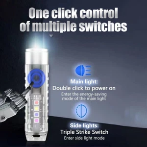 1PC Rechargeable Mini Keychain Flashlight With 10 Modes And Magnetic Base -Ideal - Picture 1 of 15