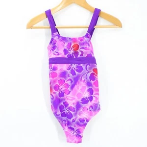 Speedo One Piece Swimsuit Girls Purple Sleeveless Floral Pattern Size 14 - Picture 1 of 7