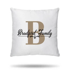 PERSONALISED Cushion Cover Custom Family Tree Family Initial House Warming Gift - Picture 1 of 12