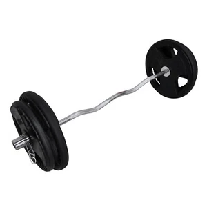 Total 76kg - 120cm Olympic Curl Barbell Weight Set - Rubber Coated Weight Plate - Picture 1 of 6