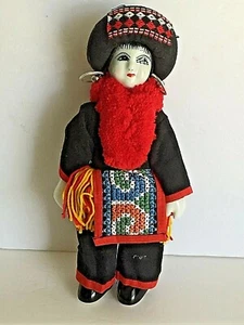 "Peruano Étnico Vestido Muñeca 8.5"T Cerámica Cabeza y Manos Cabeza Vestido Pendientes de Aro - Imagen 1 de 7