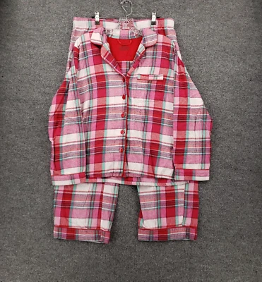 Xhilaration Pajama Set Womens L Large Red Plaid Sleepwear Flannel Lounge - Image 1 of 4