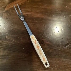 Vintage EKCO Meat Carving Serving Fork Onion Handle Chromium Plated USA - Picture 1 of 7