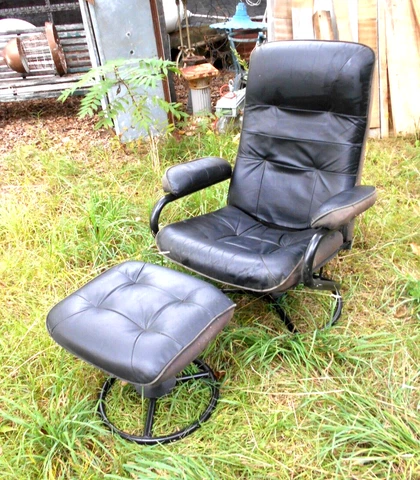 MID CENTURY MODERN RECLINING SWIVEL ARMCHAIR AND FOOTSTOOL Cover