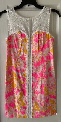 Lilly Pulitzer Colorful Beautiful Floral & Lace Dress Like New Teen Size 4 - Изображение 1 из 3