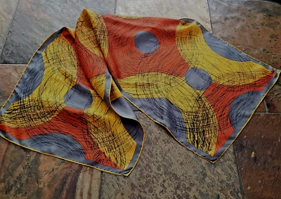 Cachecol vintage Vera Neumann assinado abstrato multicolorido enrolado à mão feito no Japão - Imagem 1 de 4