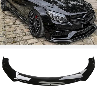 Glossy Black Front Bumper Lip Spoiler Splitter Body Kit For Mercedes-Benz C180 - Image 1 of 4