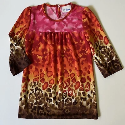 Vestido Niñas Talla 4 4T Estampado Animal Leopardo Nuevo Sin Etiquetas Tela Elástica Marrón Rosa Foto 1 de 4