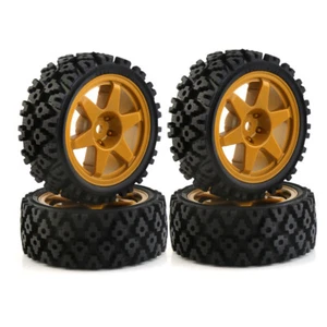 4 Pcs Tires Wheels Rims For 1/10 Tamiya TT01/TT02/ XV-01/HPI RS4 RC Car - Picture 1 of 4